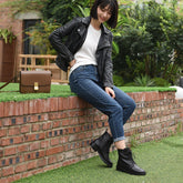 Botas de combate de diseño de piel de becerro plena flor, botas Derby con cordones